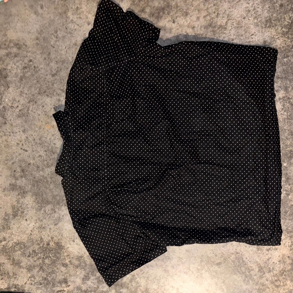 John Blair Shirt Mens 3XL Black Polka Dot Cotton Stretch Short Sleeve Button Up - Picture 8 of 8